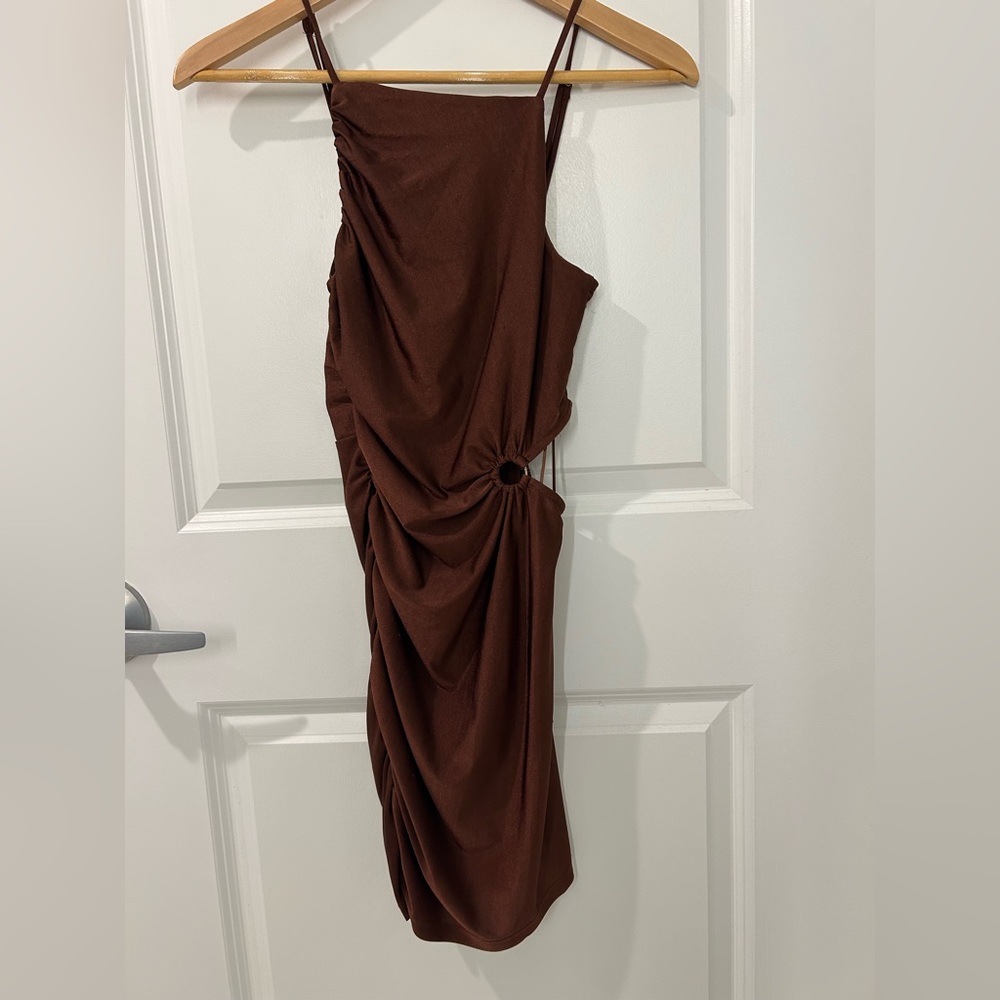 Brown dress with cutout from boutique in NYC!